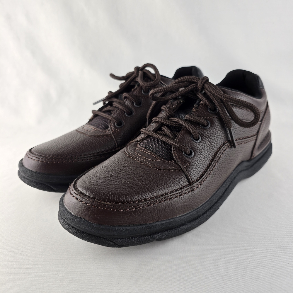 Rockport Men's World Tour Classic Walking Shoes Brown Pebbled Leather K70884 9 - Picture 3 of 14